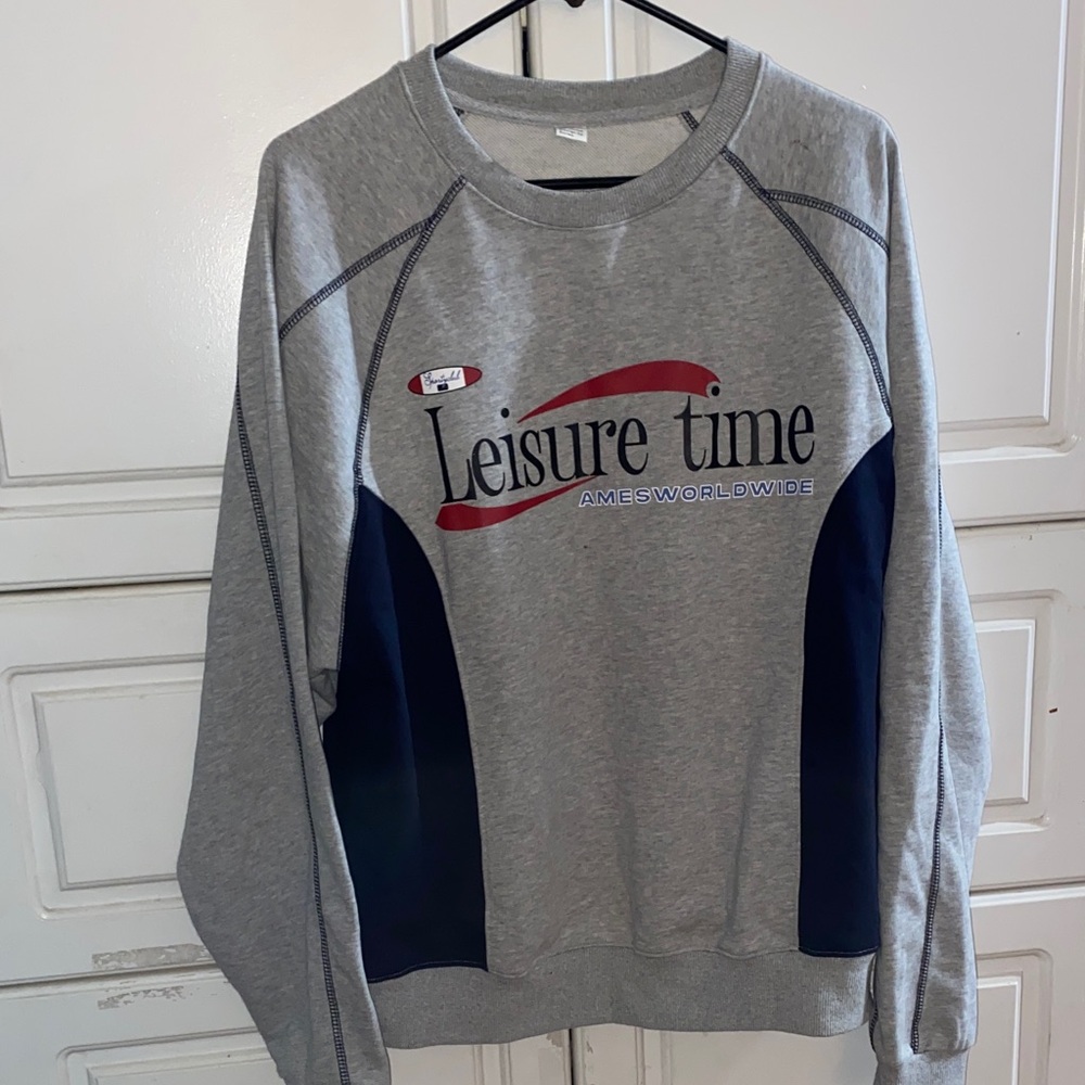 Men's Gray and Blue Crewneck Sweater